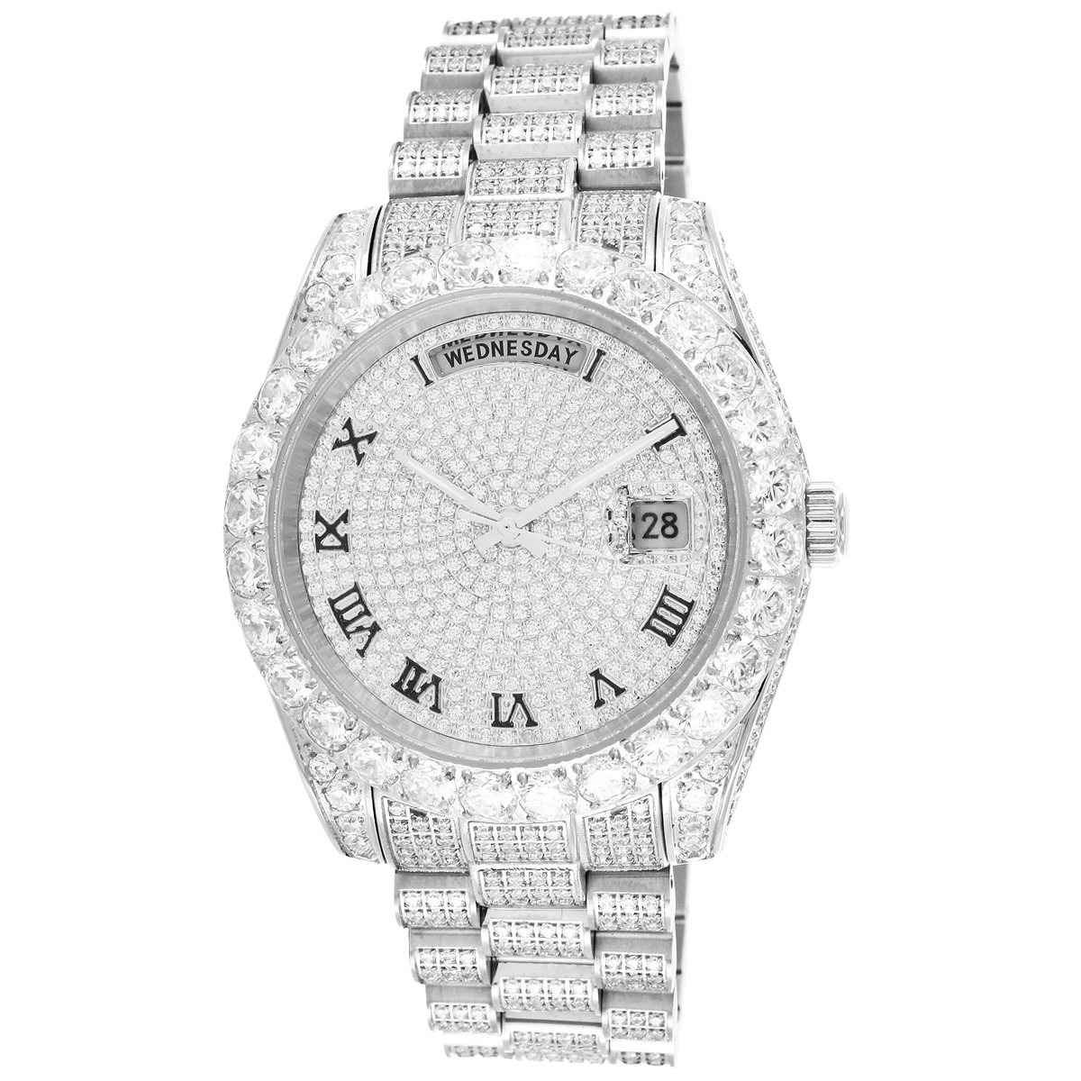 Cloxstar -Full Iced Out Stainless Steel Watch R SLV - Cloxstar.com - Luxury  Jewelry & Watches